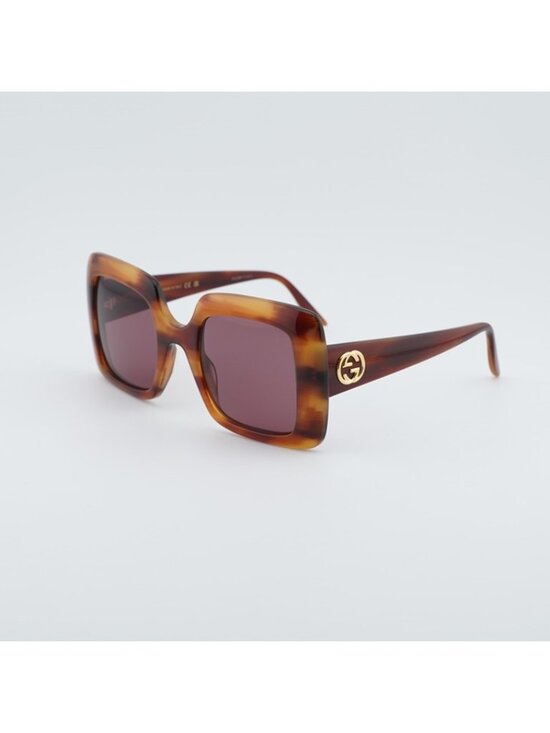 Gucci GG0896S 004 Women Sunglasses Havana Square Frame, Violet Lenses main image 11